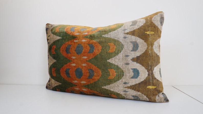 Double Side Ikat Pillow Case 16/'/' x 24/'/' Decorative Pillows For Couch Sofa Pillows Lumbar Pillow Back Side Silk \u0130kat Pillow Cover