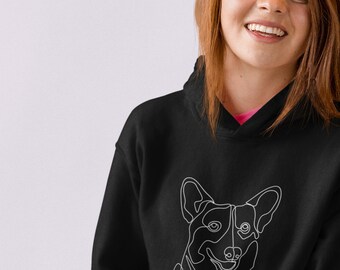 Corgi One Line Art Trendy Hoodie