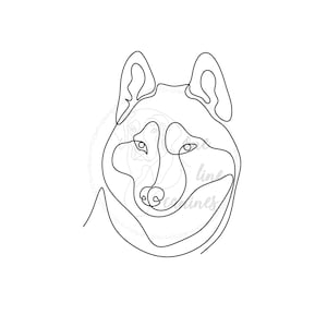 Husky One Line Art SVG | Custom Dog Portrait Digital Download