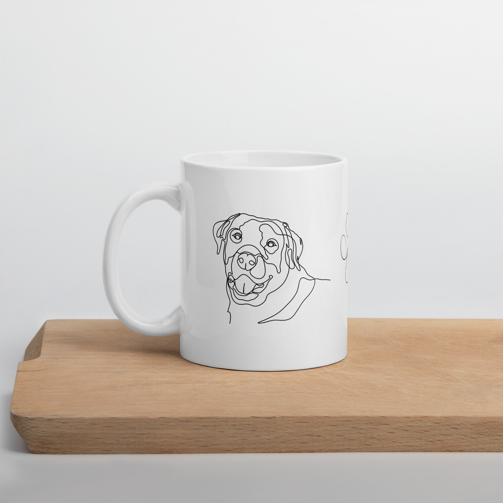 Cute One Line Art Rottweiler Coffee Mug, Charming Ceramic Dog