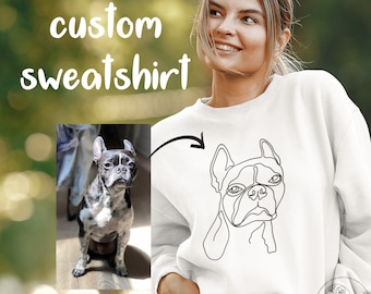 Custom One Line Art Pet Portrait Crewneck Sweatshirt
