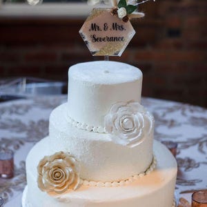 Hexagon Floral Acrylic Custom Cake Topper