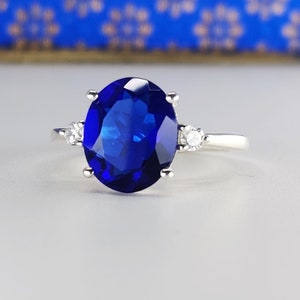 3.10 Cts. Oval Shape Blue Sapphire Engagement Ring for Love, Moissanite Solitaire Wedding Ring for Woman, Gift for Anniversary, Unique Ring