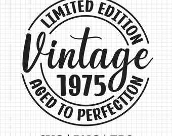 50th Birthday Svg, Vintage 1975 Svg, Aged to Perfection Svg, Retro Vintage Birthday Shirt Svg, 1975 Aged to perfection, Svg Download File