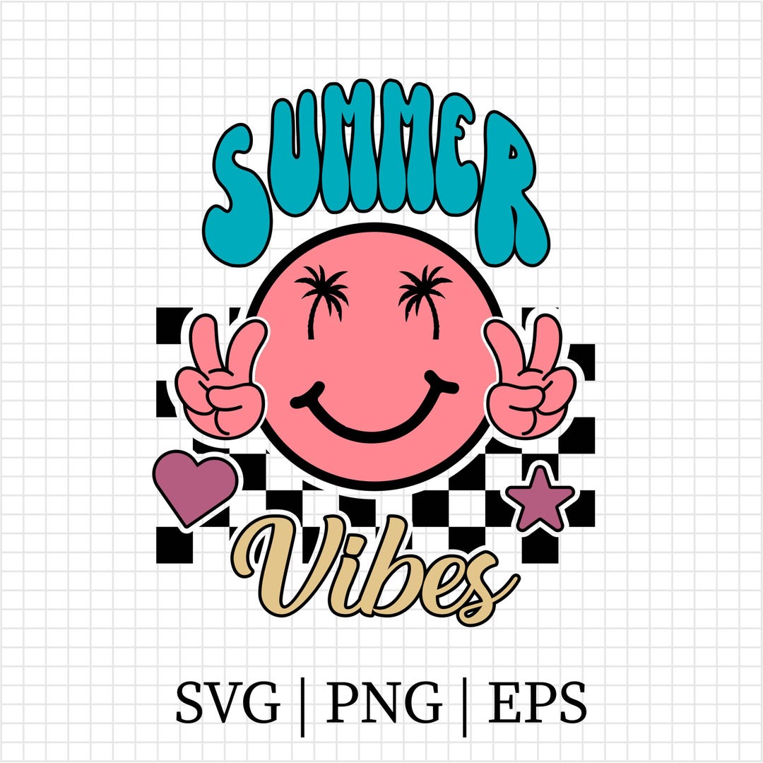 Spring Break Smiley Retro Summer PNG, Groovy Summer Vibes PNG, Smiley Face Png, Spring ...