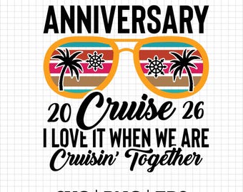 Crucero de aniversario 2026 PNG, Diseño de camiseta de aniversario de bodas, Camisetas para crucero familiar PNG, Camisetas a juego para vacaciones en crucero, Camiseta de viaje