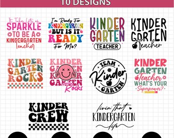 Kindergarten SVG PNG Bundle | Teacher SVG file Bundle | Teacher Appreciation Png | Kindergarten Teacher Svg |Kindergarten Teacher Life Svg |