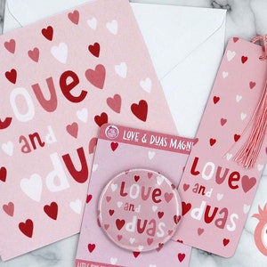 Pacote de presente de cartão Love & Duas - Conjuntos de presentes islâmicos - Cartões islâmicos - Marcadores islâmicos - Presentes islâmicos fofos