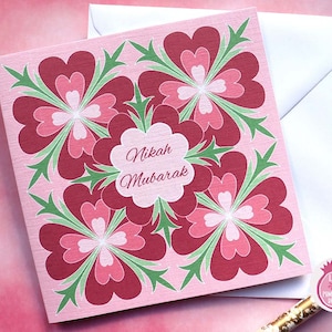 Cartão Nikah Mubarak - Cartão de casamento islâmico - Cartão de casamento muçulmano - Presentes islâmicos - Cartão de casamento