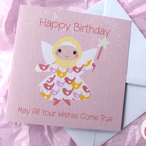 Cartão de aniversário de fadas Hijab - Cartão de aniversário Muslimah - Cartão islâmico - Cartão de fadas - Cartão de aniversário - Cartão de felicitações