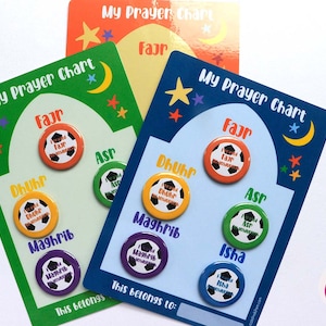Aimants pour réfrigérateur de football prière islamique - Aimants pour réfrigérateur + carte plastifiée Salah Tracker - Tableau de prières musulmanes - Tableau Namaz