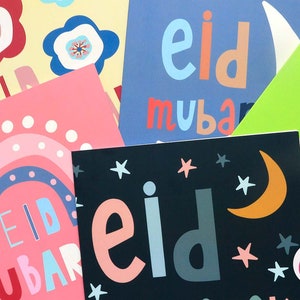 Cartão Eid Mubarak x 5 - Pacote de cartões Eid - Cartões Eid - Presentes Eid - Presentes islâmicos - Cartões Ramadan - Cartões muçulmanos - Cartões islâmicos - Eid Al Fitr