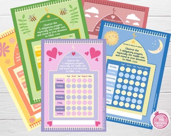Reusable Muslim Prayer Chart - Salah Chart - Namaz Chart - Prayer Tracker - Muslim Child Gifts - Islamic Gifts