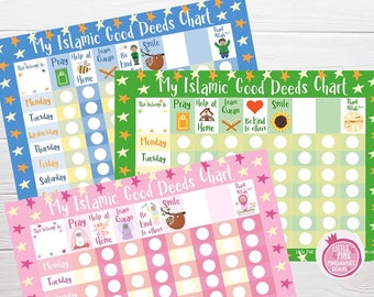 Islamic Good Deeds Chart - Muslim Children Good Deeds Chart - Islamic Gifts - Muslim Children Gifts - Muslim Children Educational Resource