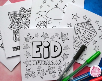 Colour-In Eid Card Pack - Ramadan Activity - Eid Cards - DIY Eid Cards - Laylatul Qadr Activity - Eid Card Pack - Children&#39;s Eid Cards