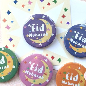 Cartão de crachá Moon Eid Mubarak - Cartões Eid - Emblemas muçulmanos - Presentes Eid - Presentes islâmicos - Cartões islâmicos - Cartões muçulmanos - Eid Mubarak