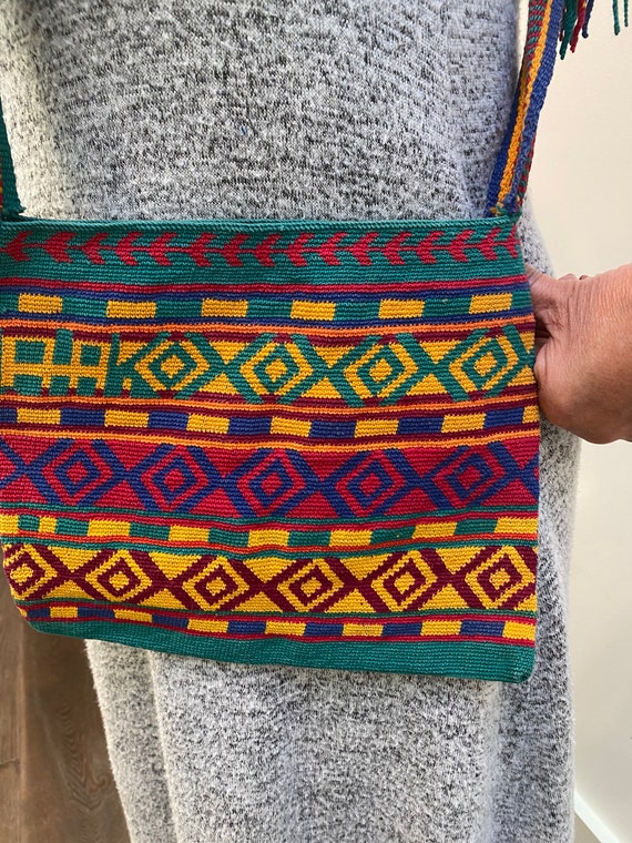 Guatemalan purse crocheted cotton crossbody bag