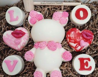 Valentine Smash Schokoladenbär Geschenkset | Bruchschokolade mit Hammer | LIEBE Schokoladenbox | Valentinstag Dessert Geschenk