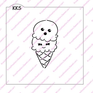 Bemalen Sie Ihre eigene Double Ice Cream Cone Cookie Schablone, PYO Cookie, Sommer Cookie Schablone
