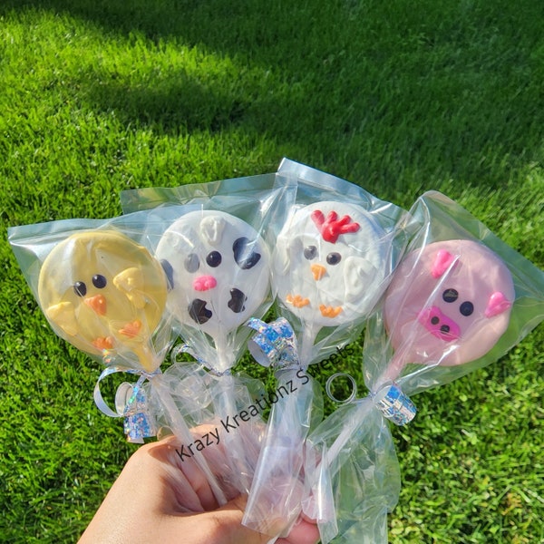 Barn Yard Animal Chocolate Covered Cookie Pops