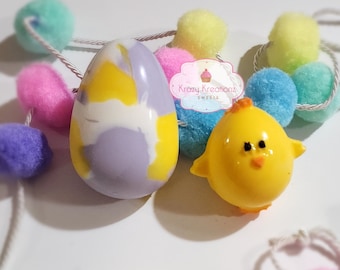 Set de huevo y pollito de Pascua de chocolate – Chocolate de Pascua pintado a mano – Relleno de cesta de primavera – Bonito regalo de dulces de Pascua