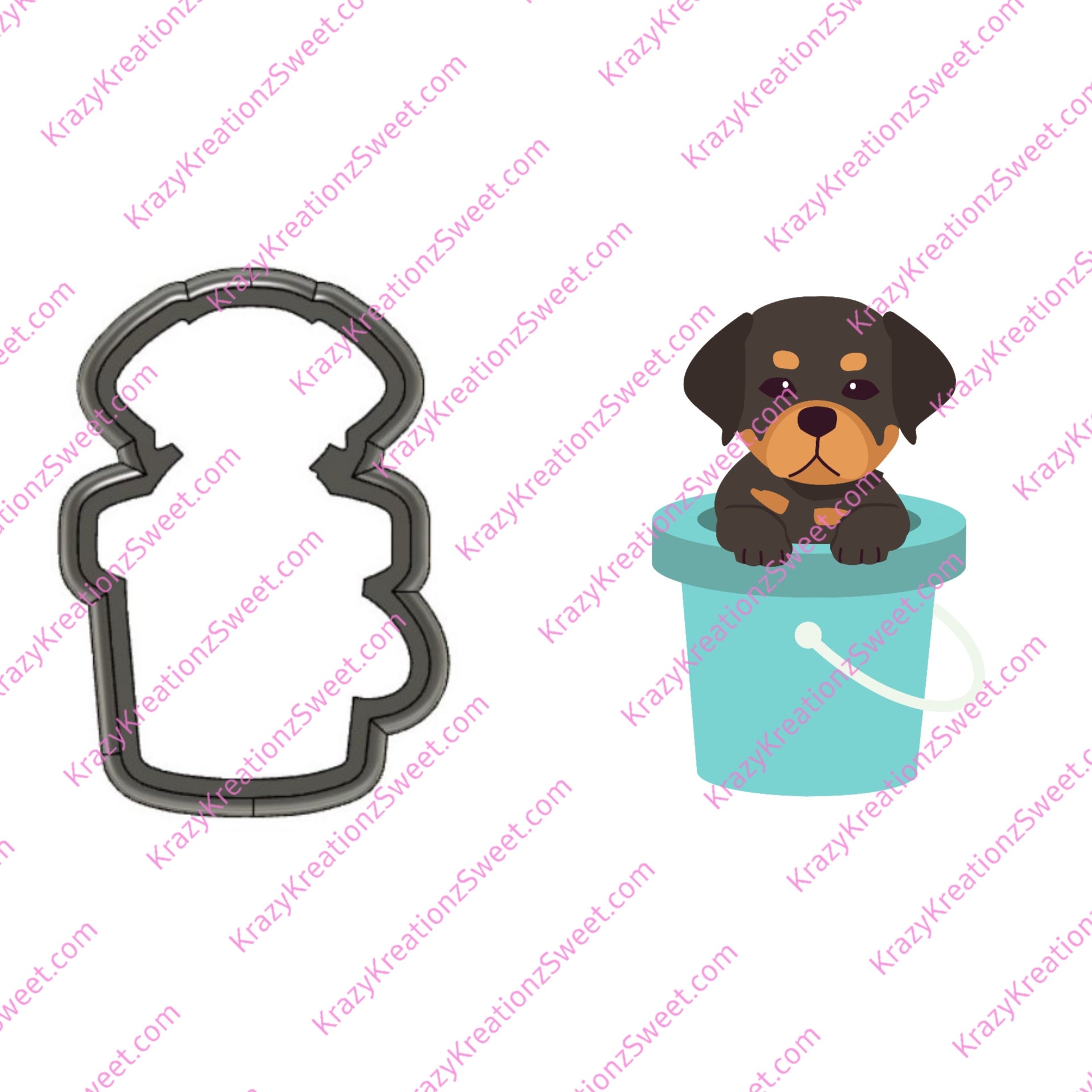Dog in a Bucket Cookie Cutter, Animal Cookie Cutter, Summer Cookie Cutter
