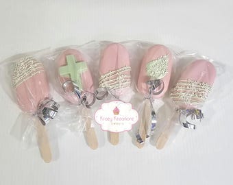 Religious Cross Cakesicles | Baptism Favors | First Communion Treats | Christening Dessert Pops | Baby Shower Religious Sweets | Custom Cake