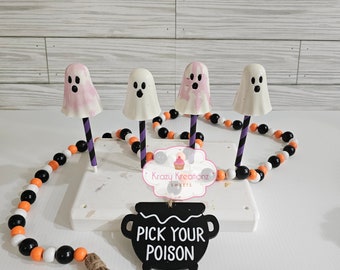 Ghost Cake Pops, Halloween Cake Pops, Fall Cake Pops, Chocolate, Cake