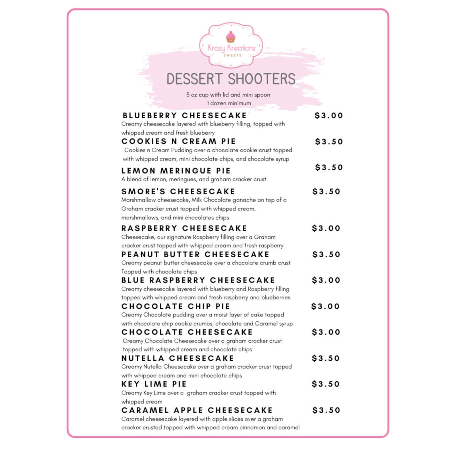 Dessert Shooters, 12 Flavors, 1 Dozen Dessert Shooters Etsy