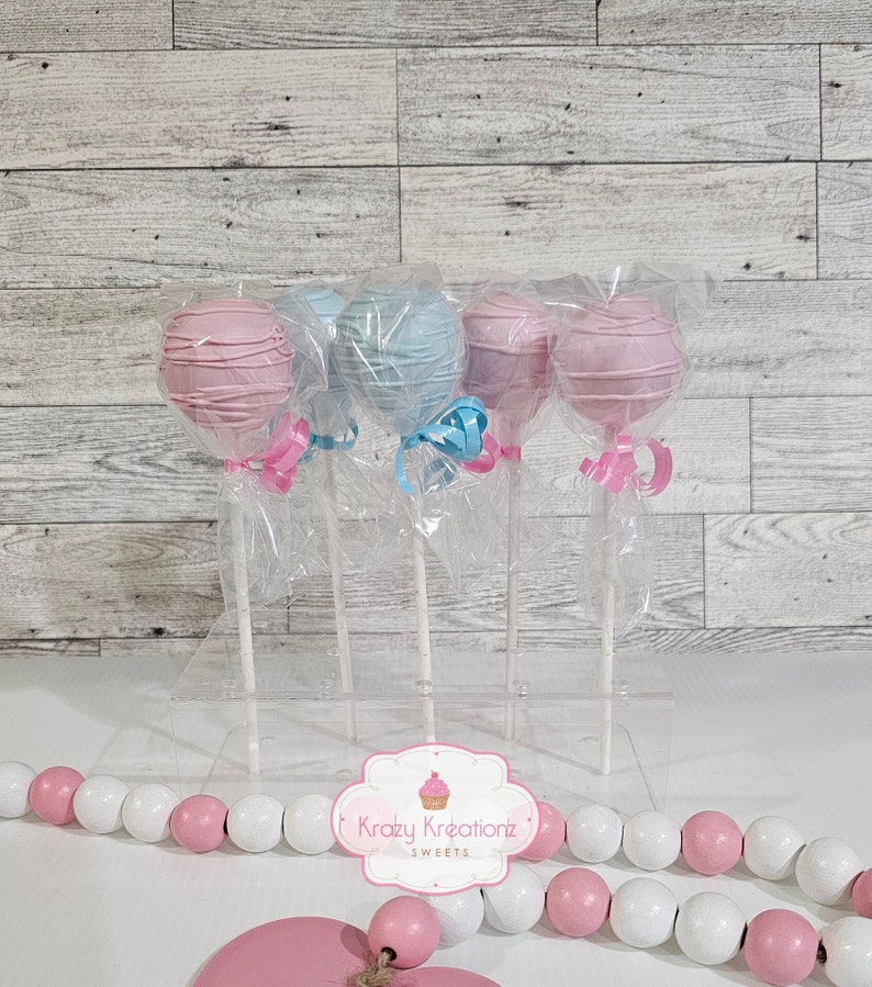 Pink & Baby Blue Cake Pops – Set of 6 – Individually Wrapped – Baby ...