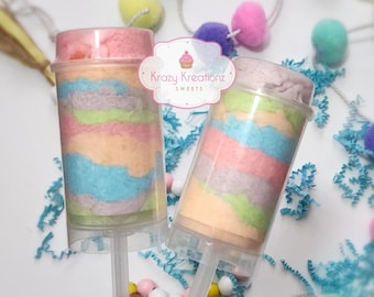 Cotton Candy Push Pops – Rainbow Cotton Candy Treat – Party Favor – Baby Shower Favor – Carnival Treat – Krazy Kreationz Sweets