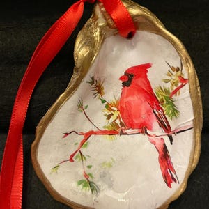 Decorazione natalizia a forma di conchiglia di ostrica Red Bird