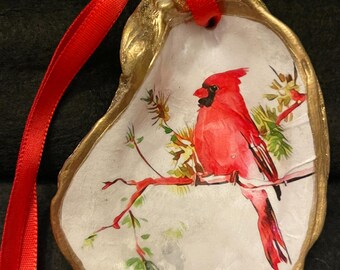 Roter Vogel Austernmuschel Weihnachtsschmuck