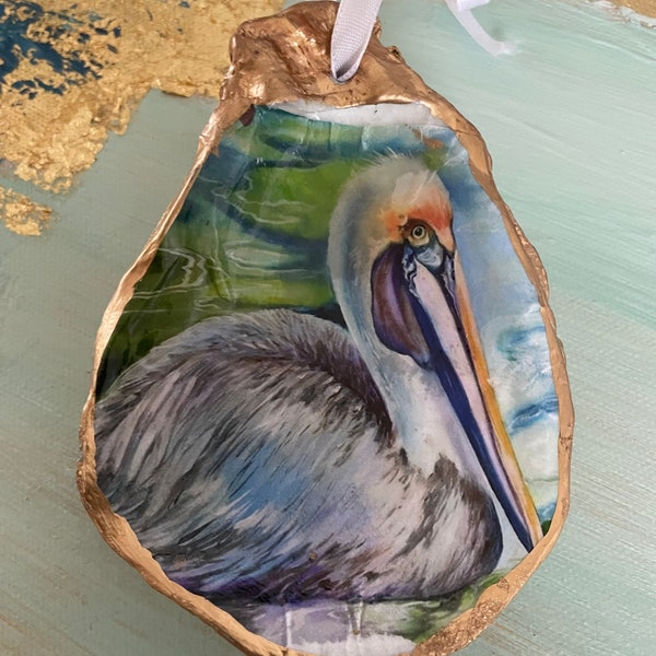 Pelican Oyster Ornament