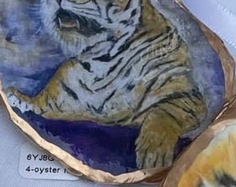 LSU-Themed Oyster Shell Ornament-Set von 9