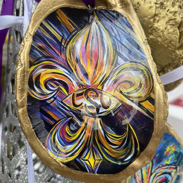 Tigers Fleur de Lis Oyster Ornament
