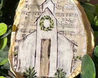 Blattgold Austernmuschel Ornament: Handgefertigte Kapelle Weihnachtsdekoration