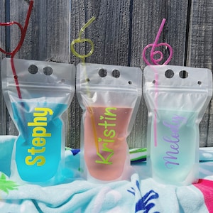 Drink Pouch, Bachelorette Drink Pouch, Personalized Drink Pouch, Booze Bag, Adult Drink Pouch, Reusable Drink Pouch, Pool Party Favor.