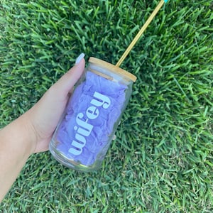 Wifey Tumbler, Wifey Glass Can, Wifey Glass Cup, Boho Tumbler, Beer Glass Can, Wifey Glass Tumbler, Aesthetic Glass Cup, Aesthetic Tumbler.