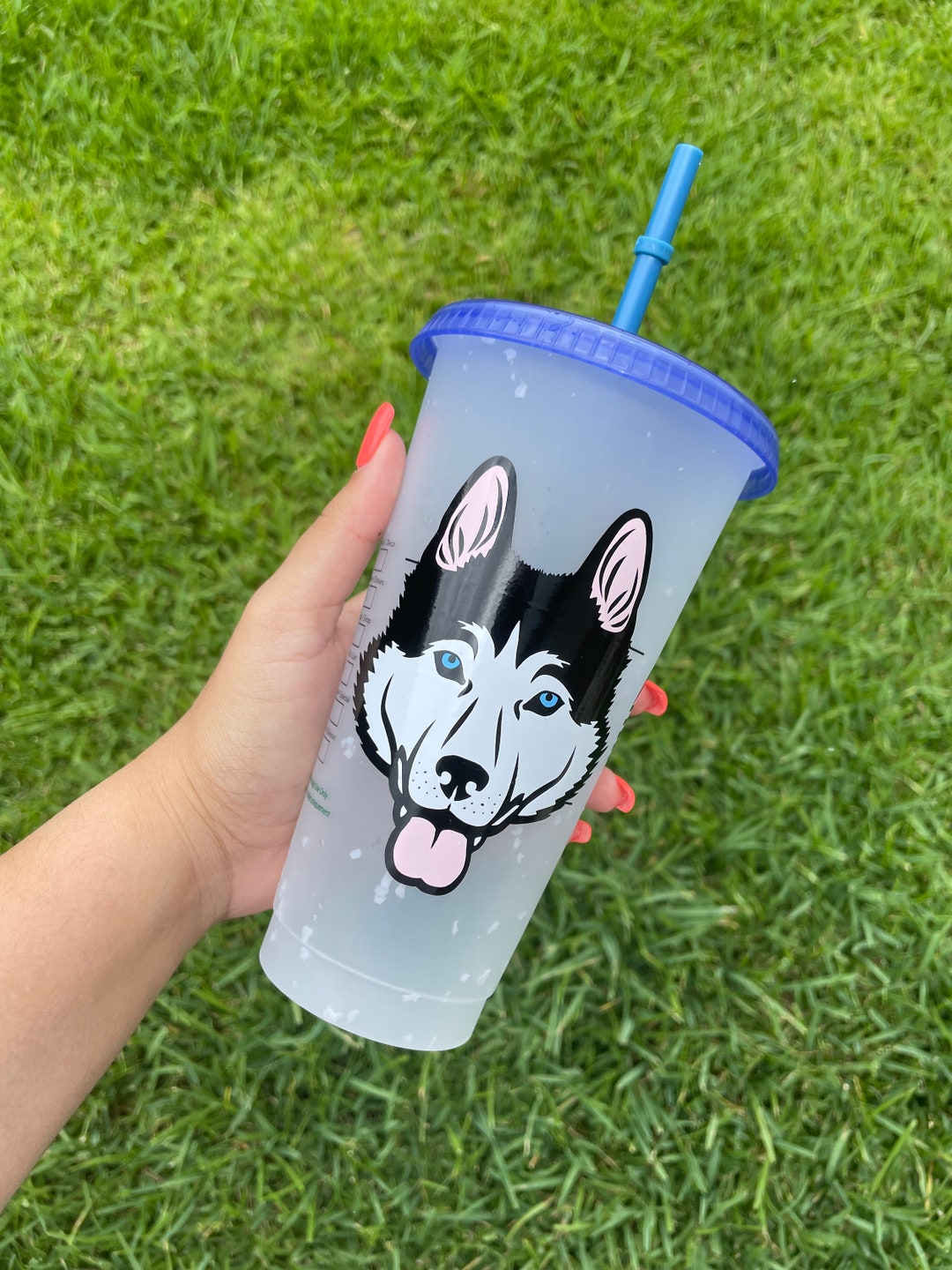 STARBUCKS Husky Dog Cup Color Changing Confetti Cups 24oz Etsy