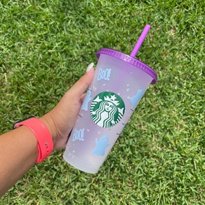 Ghost Cup, Ghost Tumbler, Starbucks Custom Cup, Starbucks Custom Tumbler, Halloween Tumbler, Halloween Cup, Color Changing Cup, Ghost Gift.