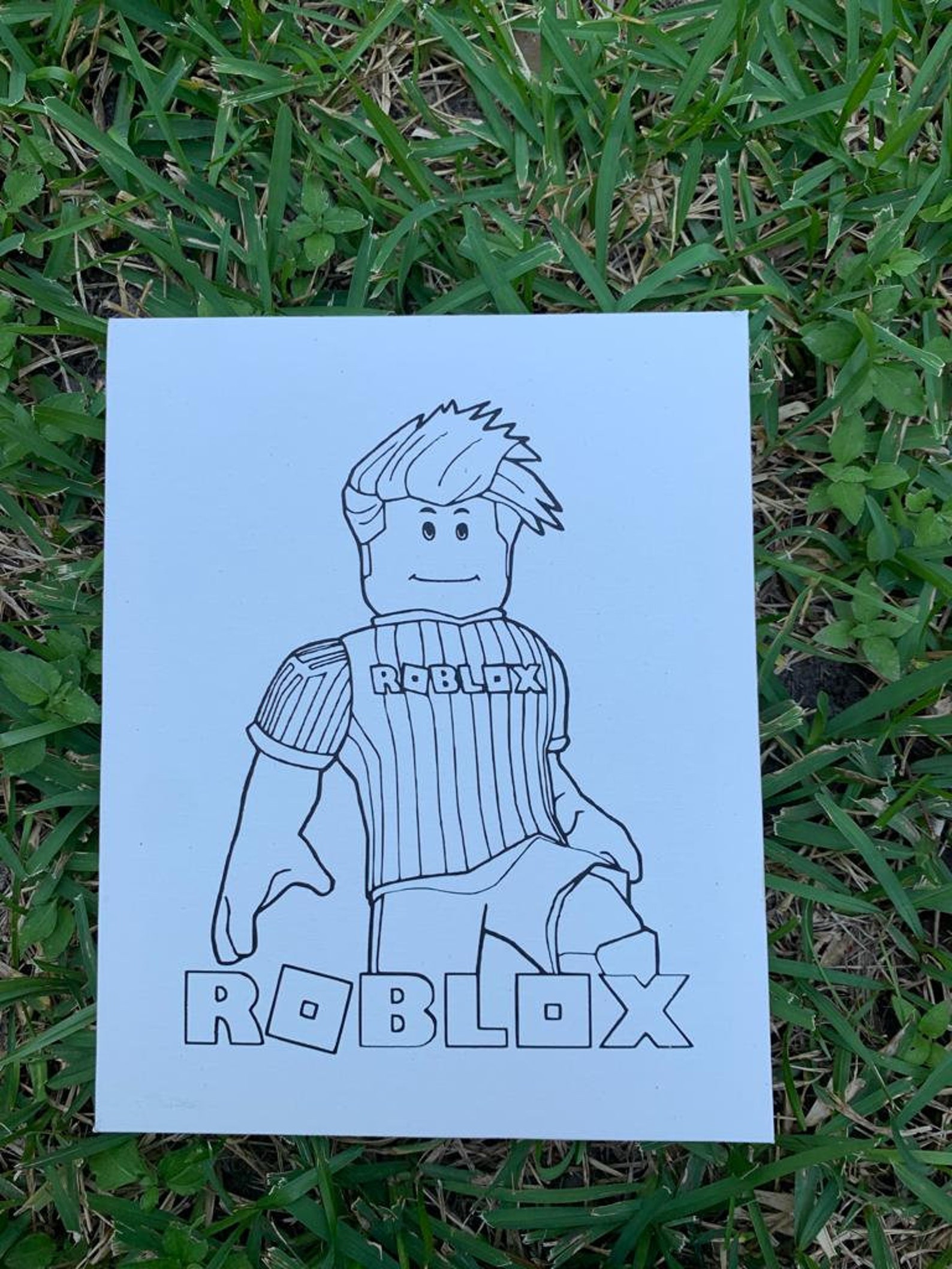 Roblox Canvas Kit Kids Painting Roblox Birthday Party Roblox Etsy