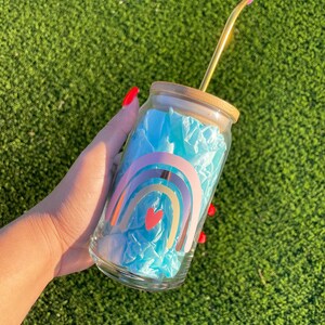 レインボーガラス缶、レインボーガラスカップ、ボヘミアンタンブラー、ビールガラス缶、レインボーガラスタンブラー、美しいガラスカップ、美しいタンブラー。