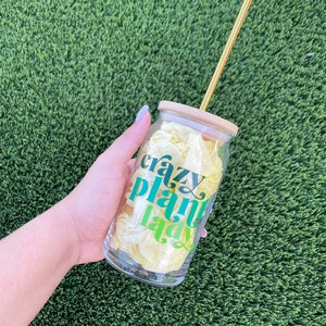 Plant Lover Tumbler, Plant Lover Glass Can, Boho Tumbler, Beer Glass Can, Plant Lover Glass Tumbler, Aesthetic Glass Cup, Aesthetic Tumbler.