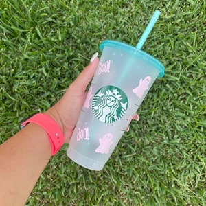 Ghost Cup, Ghost Tumbler, Starbucks Custom Cup, Starbucks Custom Tumbler, Halloween Tumbler, Halloween Cup, Color Changing Cup, Ghost Gift.