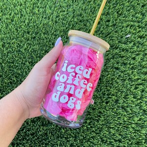 アイスコーヒーと犬のタンブラー、ボヘミアンタンブラー、アイスコーヒーカップ、ビールグラス缶、美しいガラスカップ、美しいタンブラー、アイスコーヒーグラスカップ。