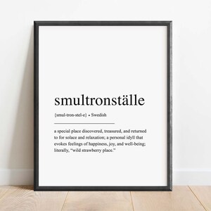 Smultronställe Definition Print, Swedish Definition Print, Nordic print, Swedish Gift, Swedish Print, Smultronstalle | DIGITAL DOWNLOAD