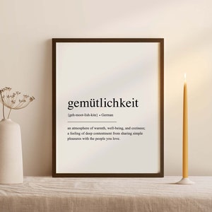 Gemütlichkeit German Definition Printable, German Wall Art, Germany Gifts, German Definition Print, DIGITAL DOWNLOAD
