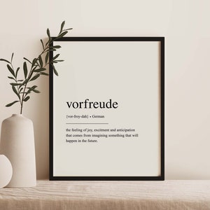 Vorfreude German Definition Printable, German Wall Art, Germany Gifts, German Definition Print, Vorfreude Print, DIGITAL DOWNLOAD