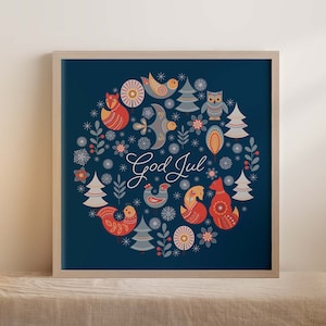 Norwegian Christmas Sign, Norwegian Gifts, God Jul Sign, Swedish Christmas Sign, Swedish Gift, Scandinavian Christmas | DIGITAL DOWNLOAD